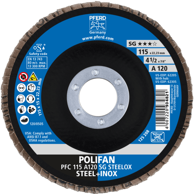 PFERD TOOLS POLIFAN-Disky s plochým okrajom PFC 115 A 120 PSF STEELOX