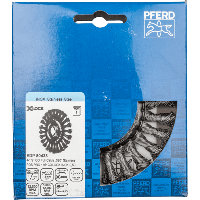 PFERD TOOLS Kolesové kefy POS RBG 11512/X-LOCK INOX 0,50