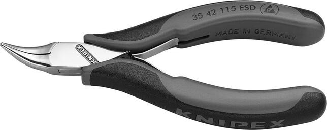 KNIPEX Klešte pologulaté 115mm pro elektroniku zahnuté ESD / 3542115 ESD Knipex