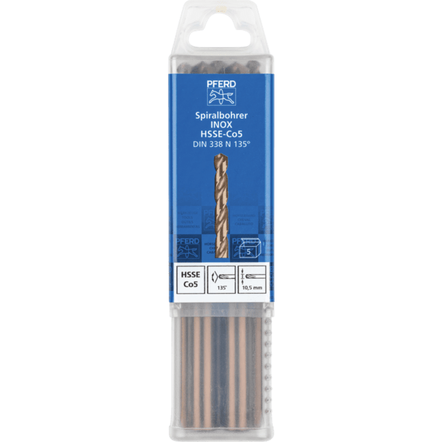 PFERD TOOLS Vrtacie a ponorné nástroje SPB DIN 338 HSSE N 10,5 INOX