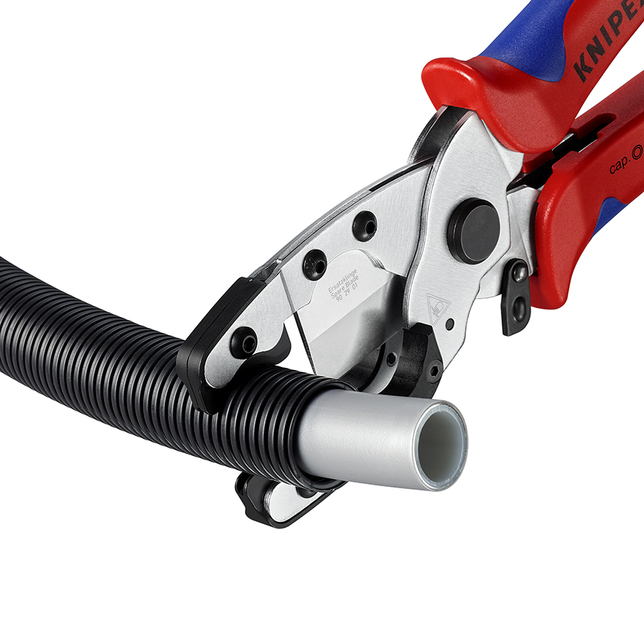 KNIPEX 90 25 20 Kliešte na rezanie rúr pre kompozitné trubky a ochranné trubky s multi-komponentnými