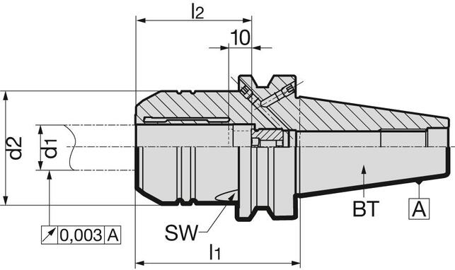 Hydrodehnávací skľučovadlo JIS6339 ADB BT40 20x72,5mm ťažké GÜHRING