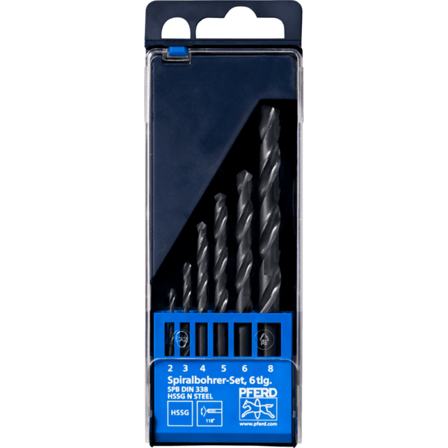 PFERD TOOLS Vrtacie a ponorné nástroje SADA 6tl.DIN338 HSSG N 2-8 OCEĽ