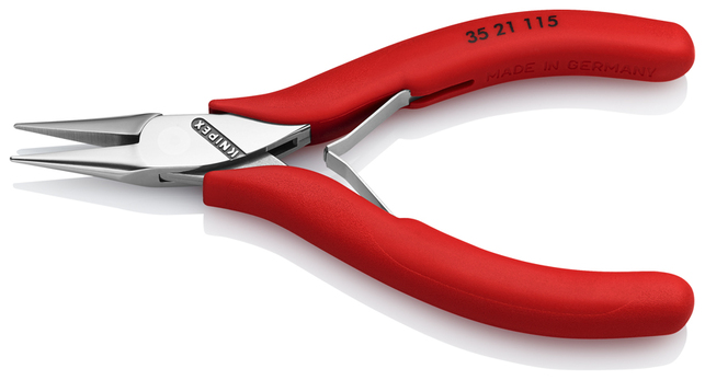 KNIPEX 35 21 115 kliešte pre elektroniku s prevlečným kĺbom s protišmykovými plastovými úchopmi 115 