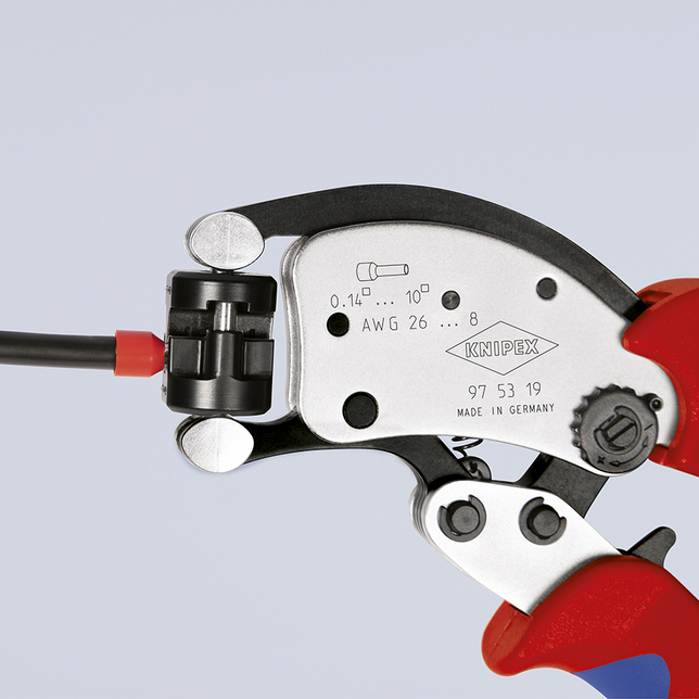KNIPEX 97 53 19 SB Twistor T Automatické lisovacie kliešte pre dutinky s otočnou nástavcovou hlavou 