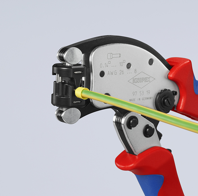 KNIPEX 97 53 19 SB Twistor T Automatické lisovacie kliešte pre dutinky s otočnou nástavcovou hlavou 