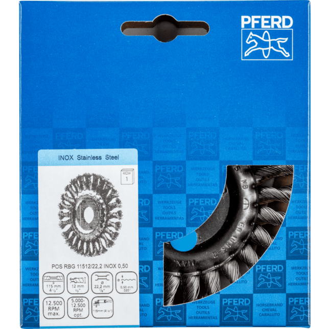PFERD TOOLS Kolesové kefy POS RBG 11512/22,2 INOX 0,50
