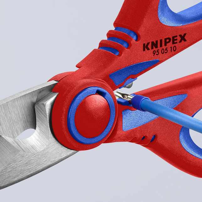 KNIPEX 95 05 10 SB Elektrikárske nožnice s multi-komponentnými úchopmi, vystuženými sklenenými vlákn