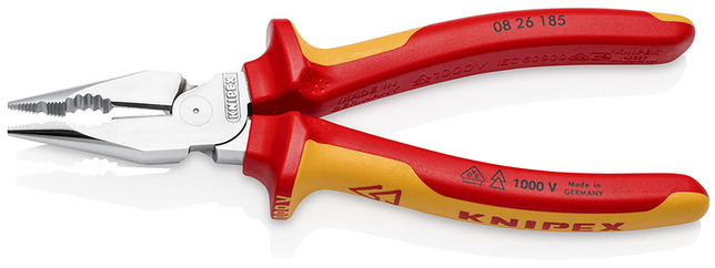 KNIPEX 08 26 185 SB Kombinované kliešte s ihlovým nosom izolované s multi-komponentnými rukoväťami, 