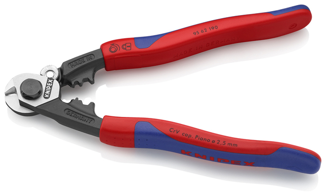 KNIPEX 95 62 190 SB Nožnice na oceľové lanká kované s multi-komponentnými úchopmi 190 mm