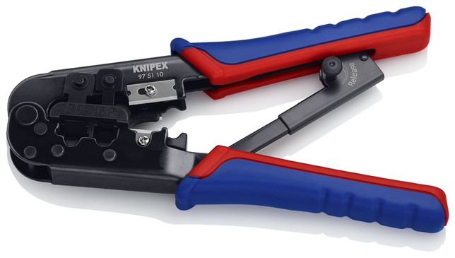 KNIPEX 97 51 10 SB Lisovacie kliešte pre Western konektory s multi-komponentnými úchopmi leštené 190