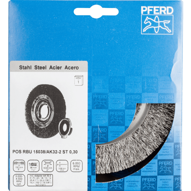 PFERD TOOLS Kolesové kefy POS RBU 15038/AK32-2 ST 0,30