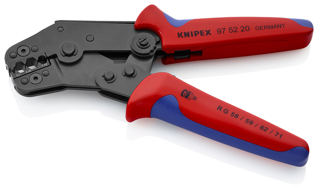 KNIPEX 97 52 20 Lisovacie kliešte krátky dizajn s multi-komponentnými úchopmi leštené 195 mm