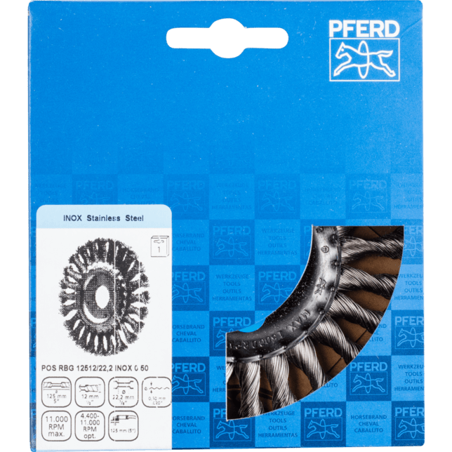 PFERD TOOLS Kolesové kefy POS RBG 12512/22,2 INOX 0,50