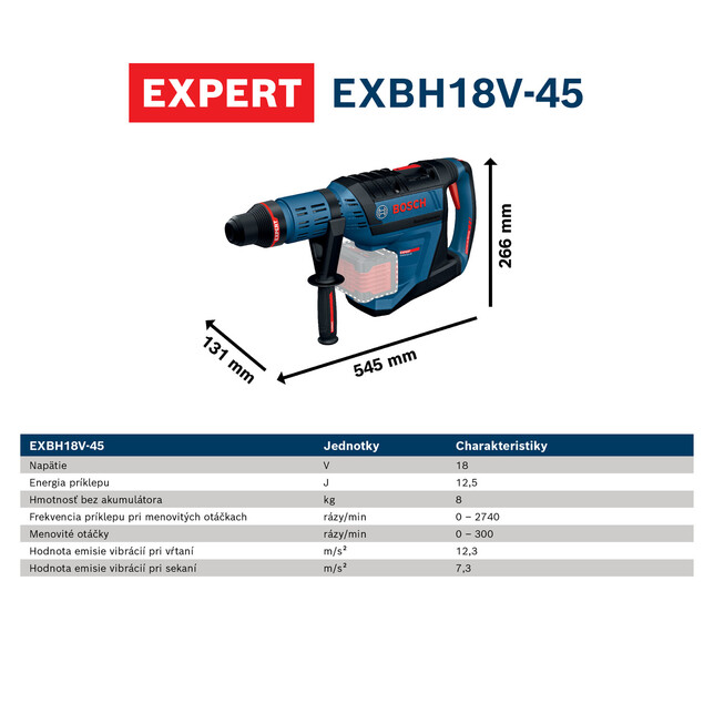 BOSCH EXPERT EXBH18V-45 - Akumulátorové vŕtacie kladivo s SDS max sólo - 0611913300