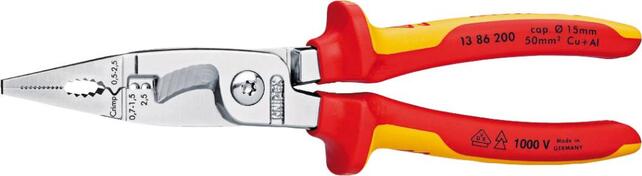 Elektroinštalačné kliešte chrómované VDE 200mm KNIPEX