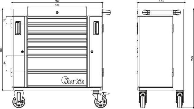 FORTIS Vozík dielenský 910x475x1000mm Fortis