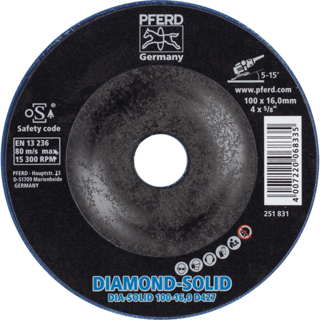 PFERD TOOLS dia.-CBN brúsenie. Elektrolyticky pokrytý CC-GRIND SOLID DIAMOND 100-16.0 D427