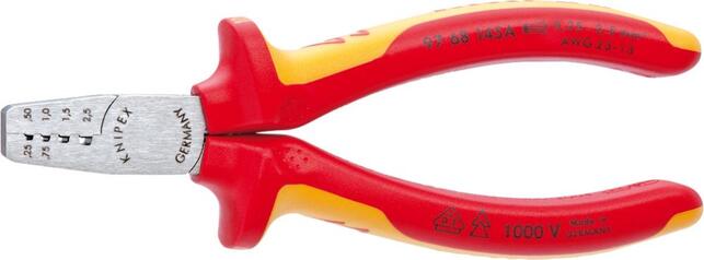KNIPEX Klešte lisovací 0,25-2,5mm2 na dutinky VDE / 9768145 A Knipex