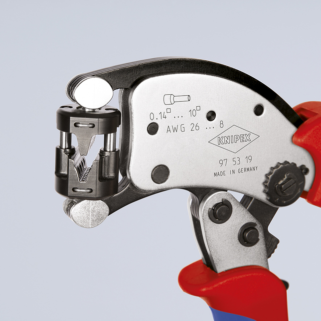 KNIPEX 97 53 19 SB Twistor T Automatické lisovacie kliešte pre dutinky s otočnou nástavcovou hlavou 