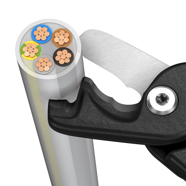 KNIPEX 95 11 225 StepCut® XL Nožnice na káble s krokovým rezom poplastované leštené 225 mm