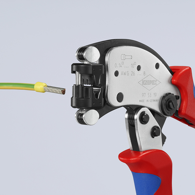 KNIPEX 97 53 19 SB Twistor T Automatické lisovacie kliešte pre dutinky s otočnou nástavcovou hlavou 