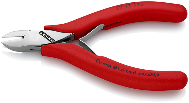 KNIPEX 77 11 115 bočné cvikacie kliešte pre elektroniku s prevlečným kĺbom s protišmykovými plastový