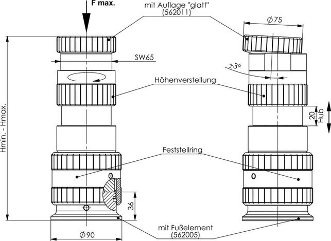 Podpera skrutkovacia 210 - 230mm 35kN 6425A AMF
