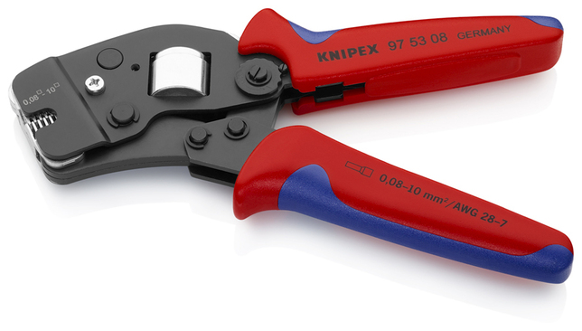 KNIPEX 97 53 08 SB Automatické lisovacie kliešte pre dutinky s predným vkladaním s multi-komponentný