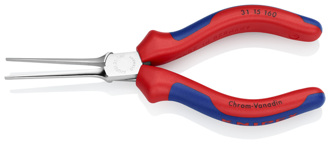 KNIPEX 31 15 160 Kliešte s rovným nosom (Kliešte s ihlovým nosom) s multi-komponentnými úchopmi poch