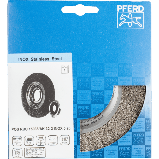 PFERD TOOLS Kolesové kefy POS RBU 15038/AK32-2 INOX 0,20