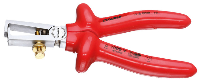 GEDORE VDE 8098-160 Kliešte na odstraňovanie izolácie VDE s ponornou izoláciou 160 mm