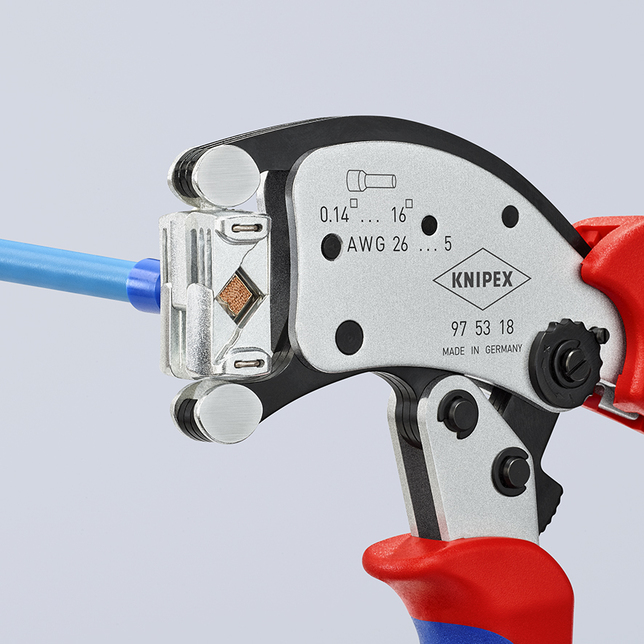 KNIPEX 97 53 18 SB Twistor16® Automatické lisovacie kliešte pre dutinky s otočnou nástavcovou hlavou