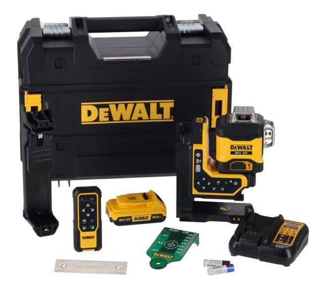 DeWALT Laser krížový 3x360° zelený laser s diaľkovým ovládaním 18V kufor 1x2,0Ah