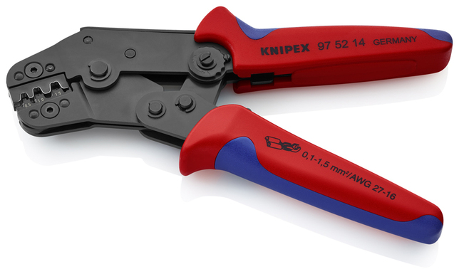 KNIPEX 97 52 14 Lisovacie kliešte krátky dizajn s multi-komponentnými úchopmi leštené 195 mm