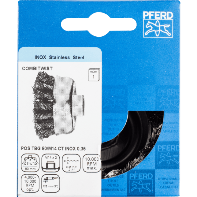 PFERD TOOLS závitové pohárové kefy POS TBG 80/M14 CT INOX 0,35