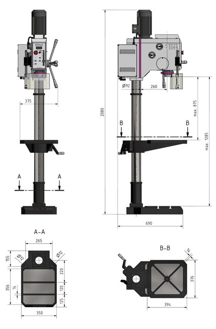 OPTIMUM Stĺpová prevodová vŕtačka OPTIdrill DH 28 GSV