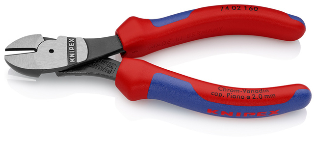 KNIPEX 74 02 160 SB Bočné cvikacie kliešte s veľkou pákovou silou s multi-komponentnými úchopmi čier