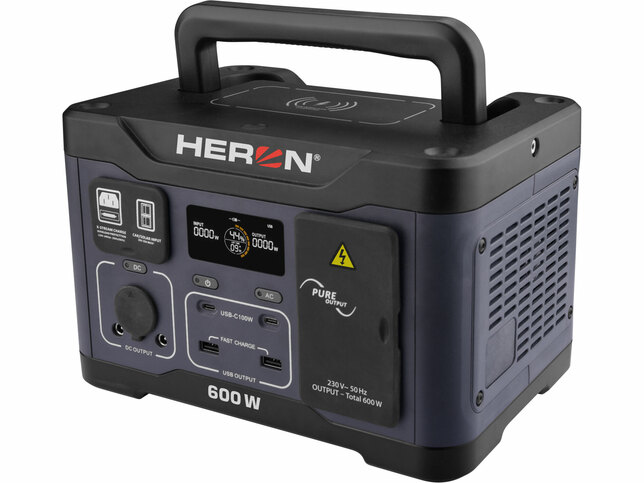 Töltőállomás akkumulátor, 230V/600W, 512Wh, LiFePo4, USB, HERON 8896800