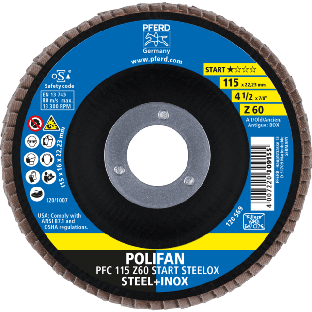 PFERD TOOLS POLIFAN-Disky s plochým okrajom PFC 115 Z 60 Z-START