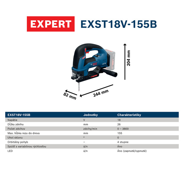 BOSCH EXPERT EXST18V-155B - Akumulátorová priamočiara píla sólo - 06015B1100