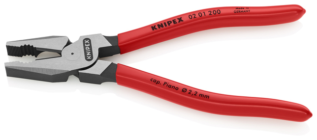 KNIPEX 02 01 200 SB Kombinované kliešte s veľkou pákovou silou poplastované čierne atramentované 200