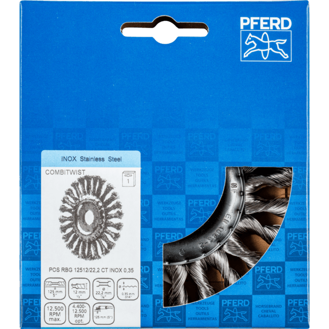 PFERD TOOLS Kolesové kefy POS RBG 12512/22,2 CT INOX 0,35
