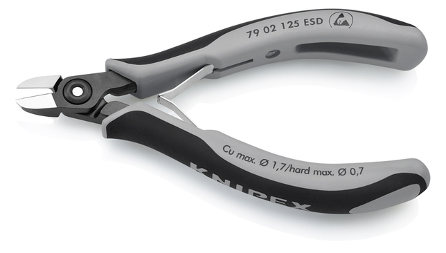KNIPEX 79 02 125 ESDSB Presné bočné cvikacie kliešte ESD pre elektroniku s multi-komponentnými úchop