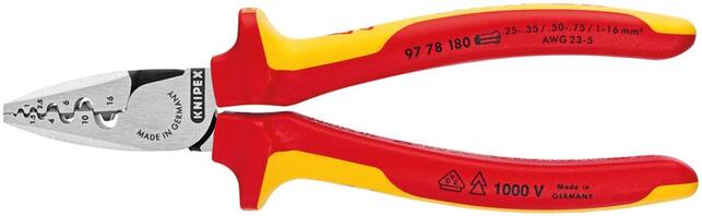 KNIPEX Klešte lisovací 0,25-16,0mm2 na dutiny VDE / 9778180 Knipex
