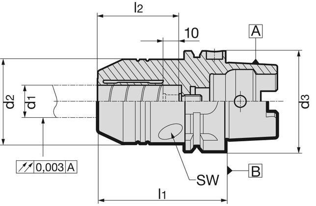 Hydrodehnspannfutter DIN69893A HSK-A63 20x80mm ťažké GÜHRING