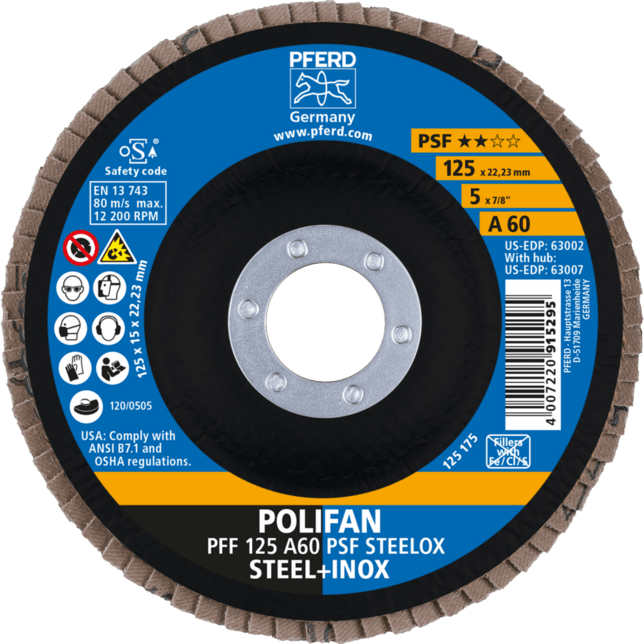 PFERD TOOLS POLIFAN-Čelné disky PFF 125 A 60 PSF STEELOX