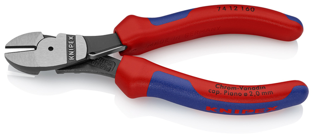 KNIPEX 74 12 160 SB Bočné cvikacie kliešte s veľkou pákovou silou s multi-komponentnými úchopmi čier