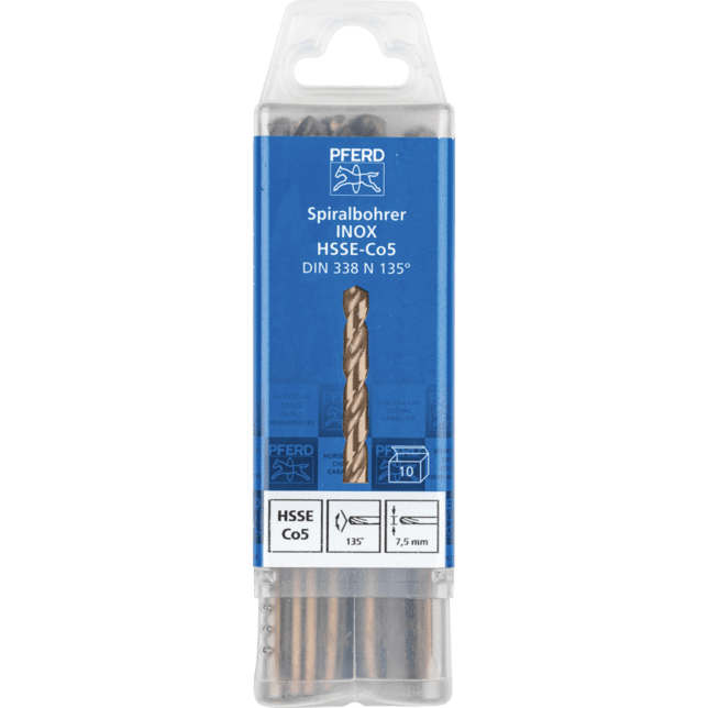 PFERD TOOLS Vrtacie a ponorné nástroje SPB DIN 338 HSSE N 7,5 INOX