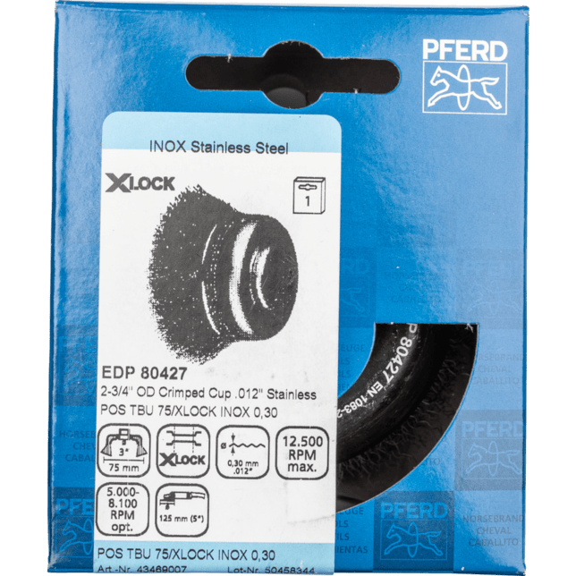 PFERD TOOLS závitové pohárové kefy POS TBU 75/X-LOCK INOX 0,30